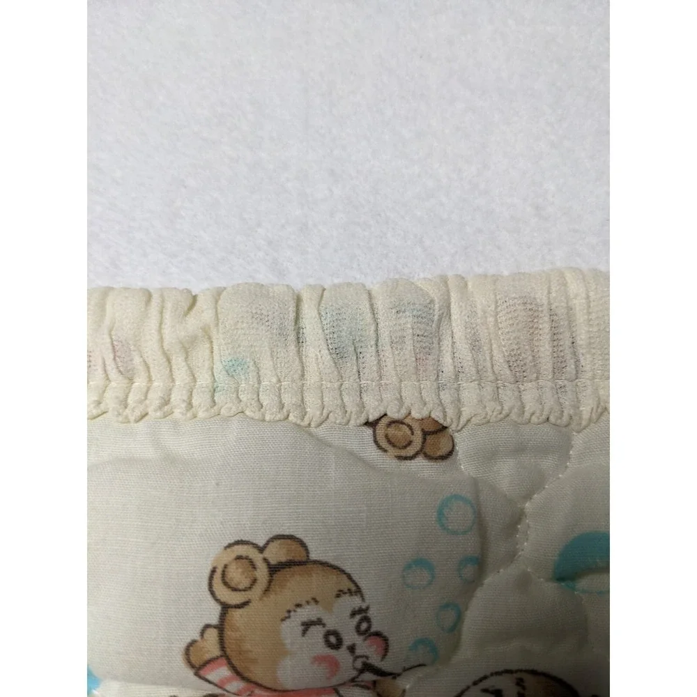 Vintage Baby Quilt Bears Bubbles Flowers 33x54 Inch‎